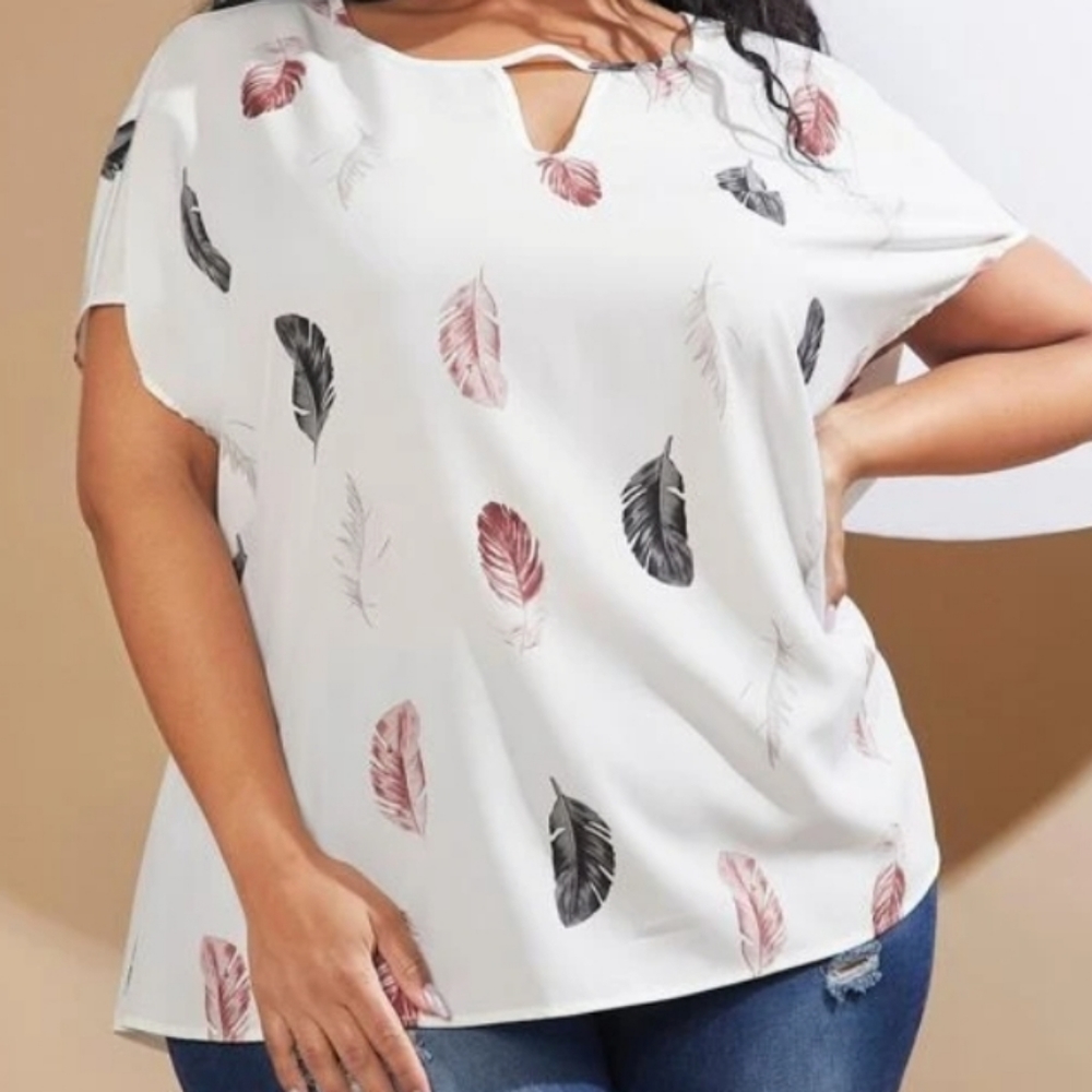 Women's 3x Tribal Blouse w/Short Sleeves by Shein